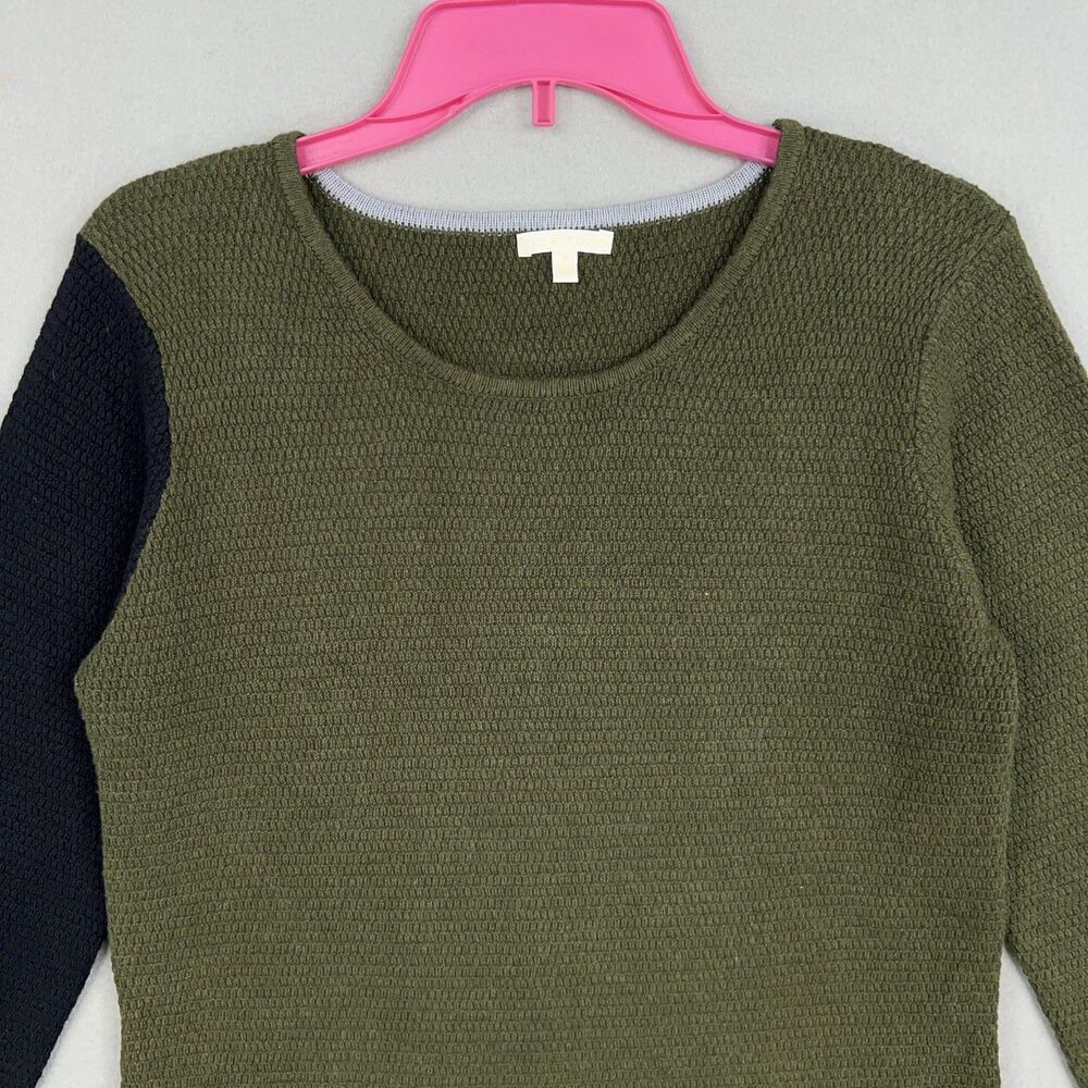 Lisa Todd Sweater Dress Womens Medium Green Black Colorblock Cashmere Twee - Picture 2 of 12